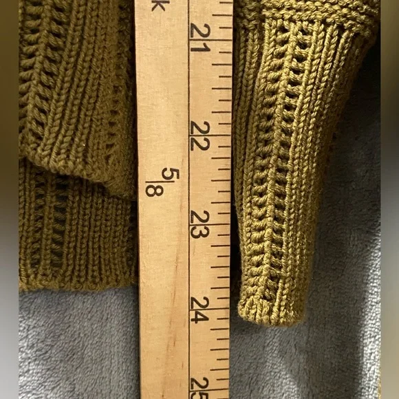 Rag & Bone Faye Sweater V Neck Pointelle Knit Military Olive Women’s Size M NWT - Picture 6 of 8